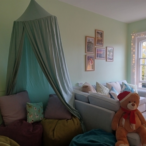 Wellbeing room's resident teddy bear is named Klaus